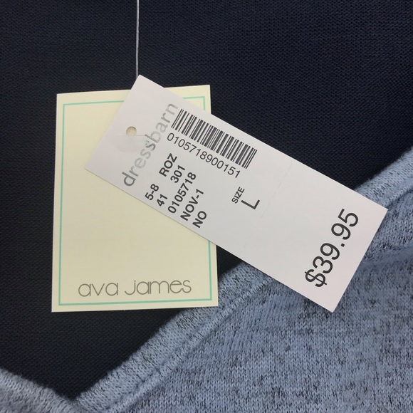 Ava James Color Block Blue V-Neck Sweater, NWT - Picture 5 of 7